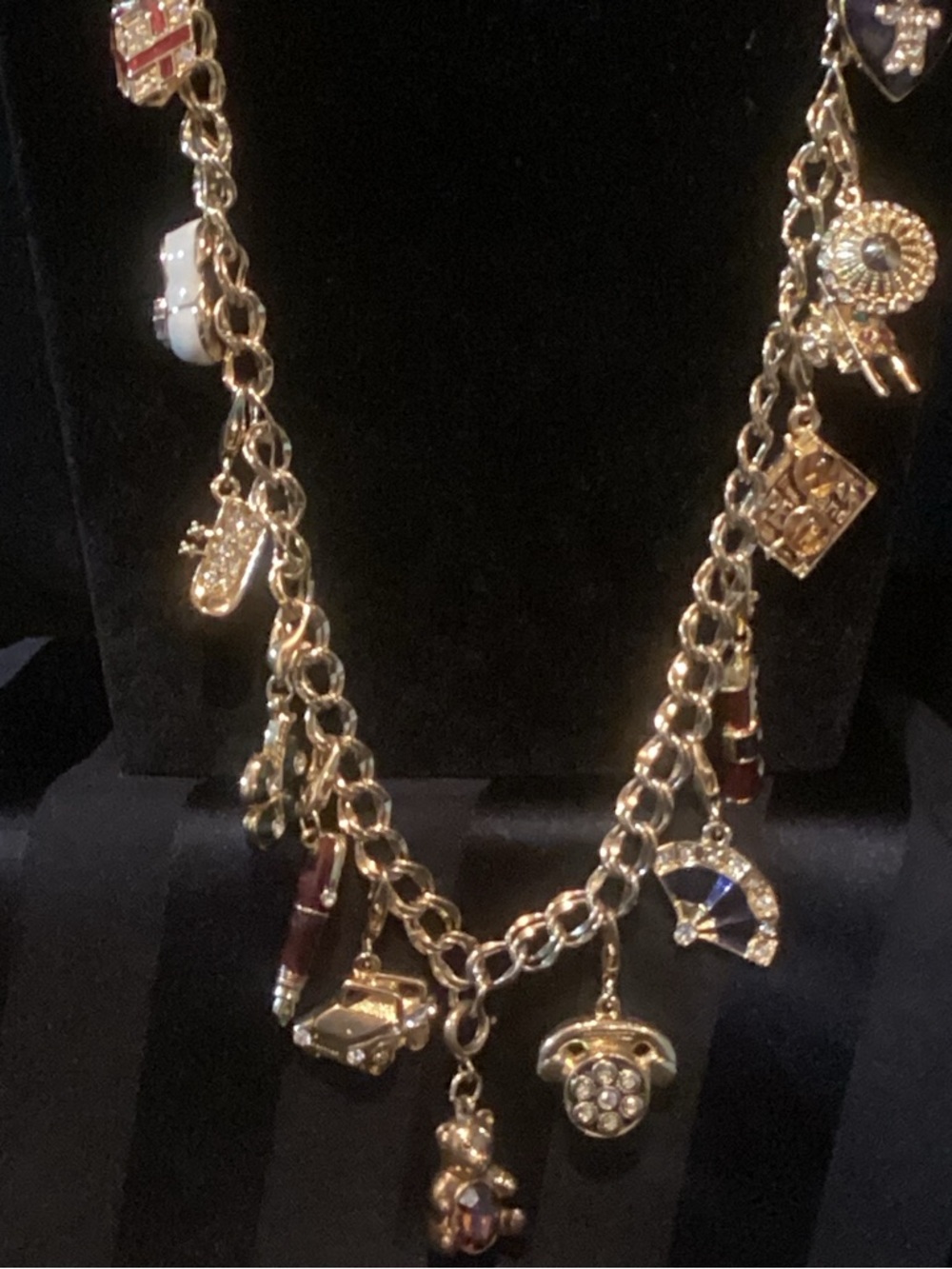 Gold-Tone Charm Necklace with 23 Charms